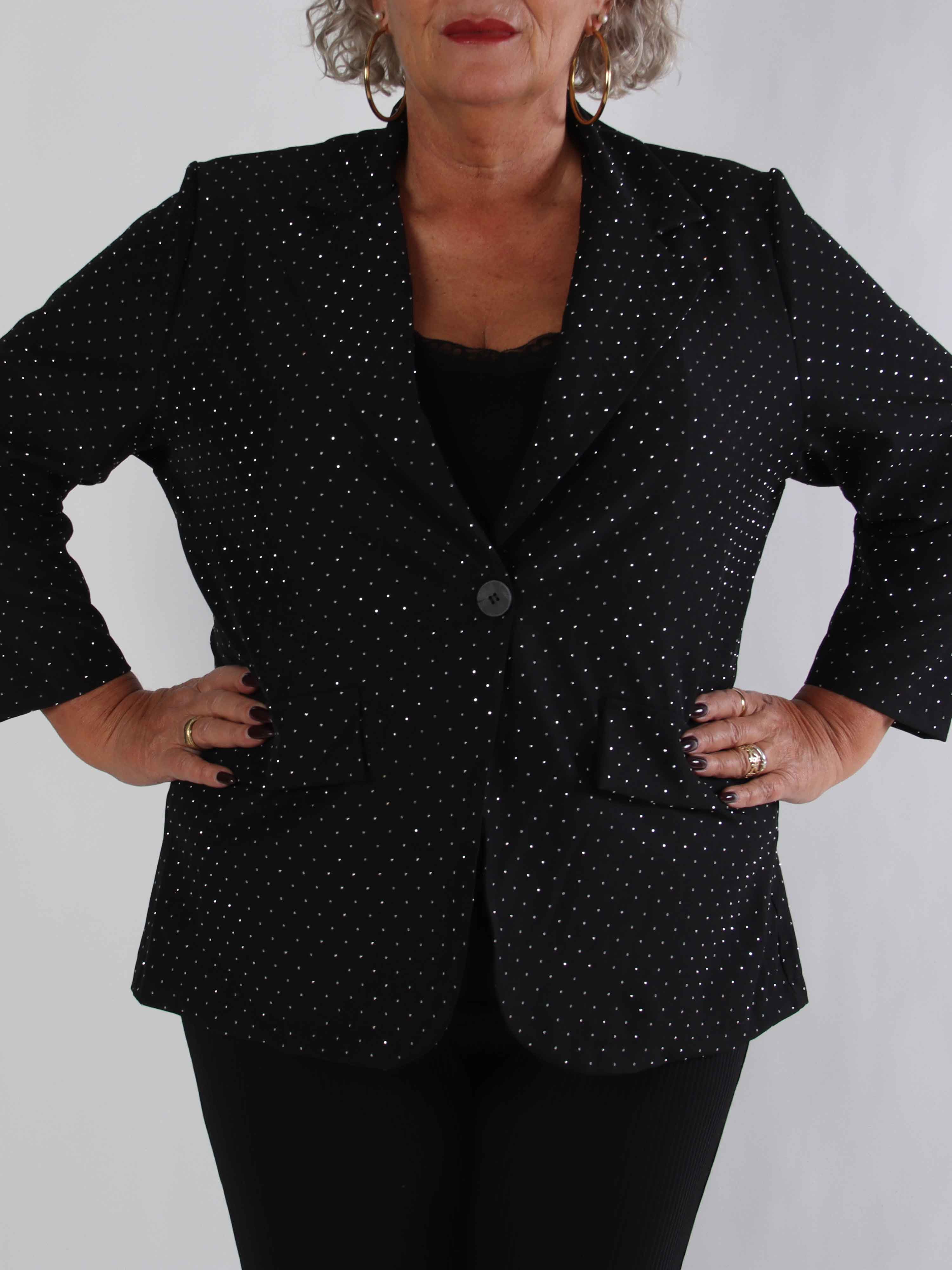 Lanthe - Plus size blazer med glitrende similisten
